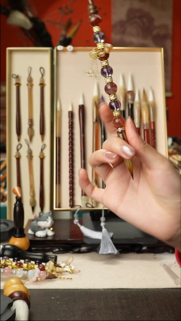 15号孤品高货毛笔链接 清水试笔 蘸墨不退