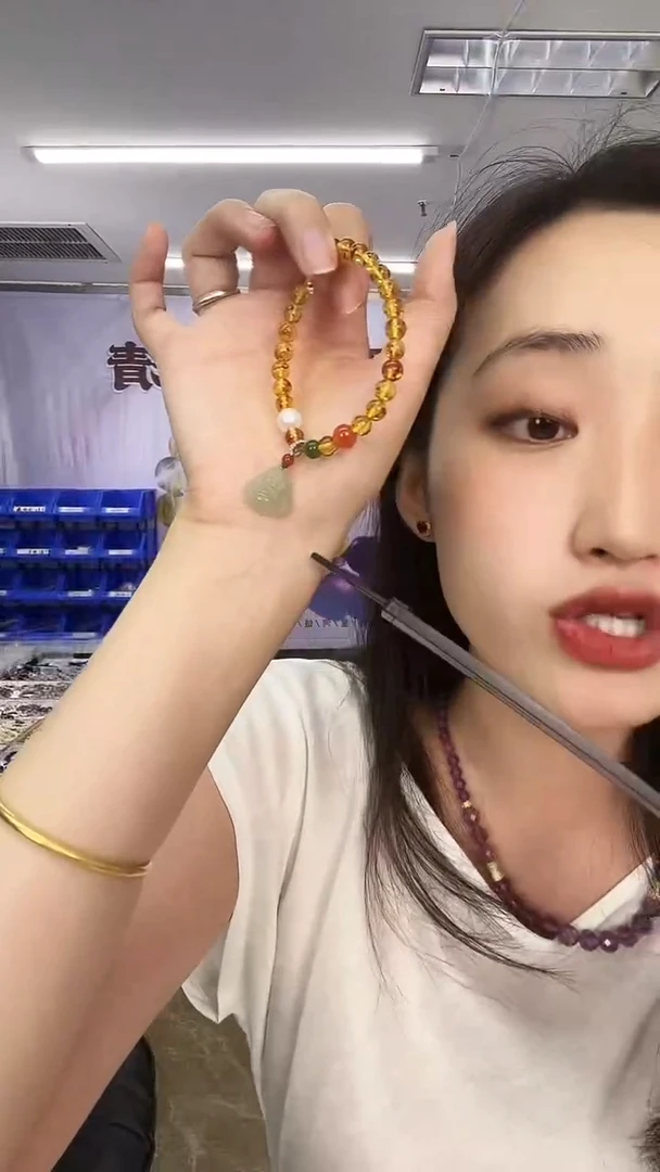 未镶嵌琥珀（花珀）手链 天然珠宝多样性发其一