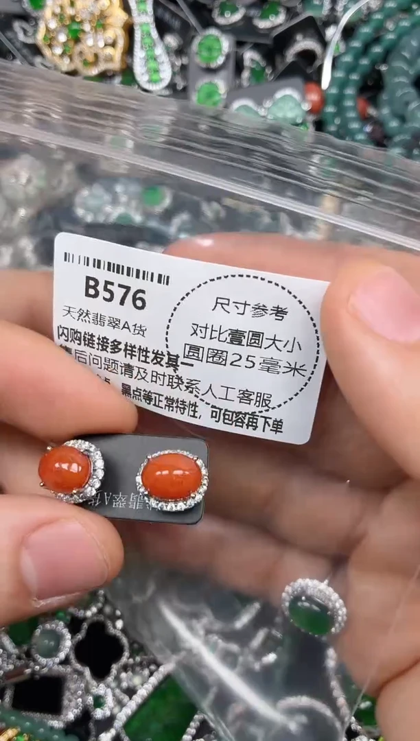 颈饰未镶嵌翡翠B576耳钉
