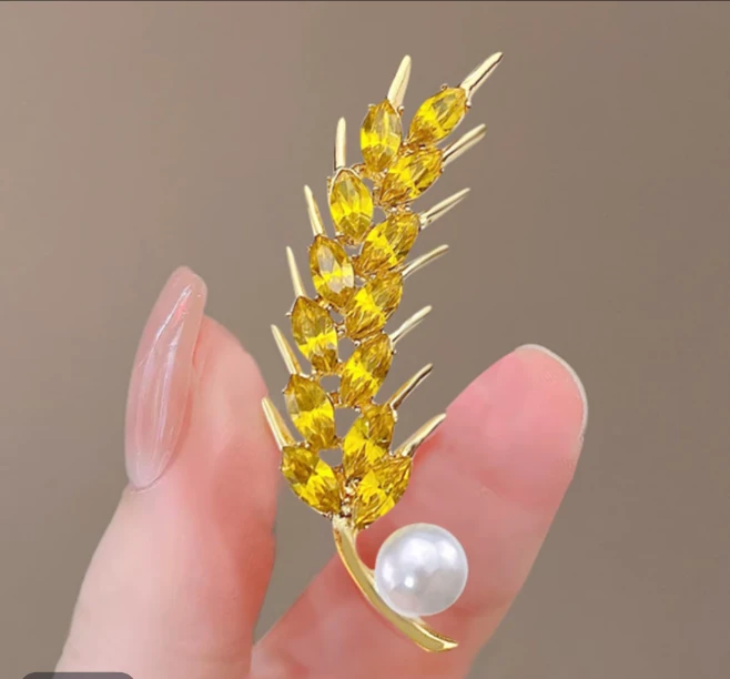 34 金色麦穗珍珠胸针