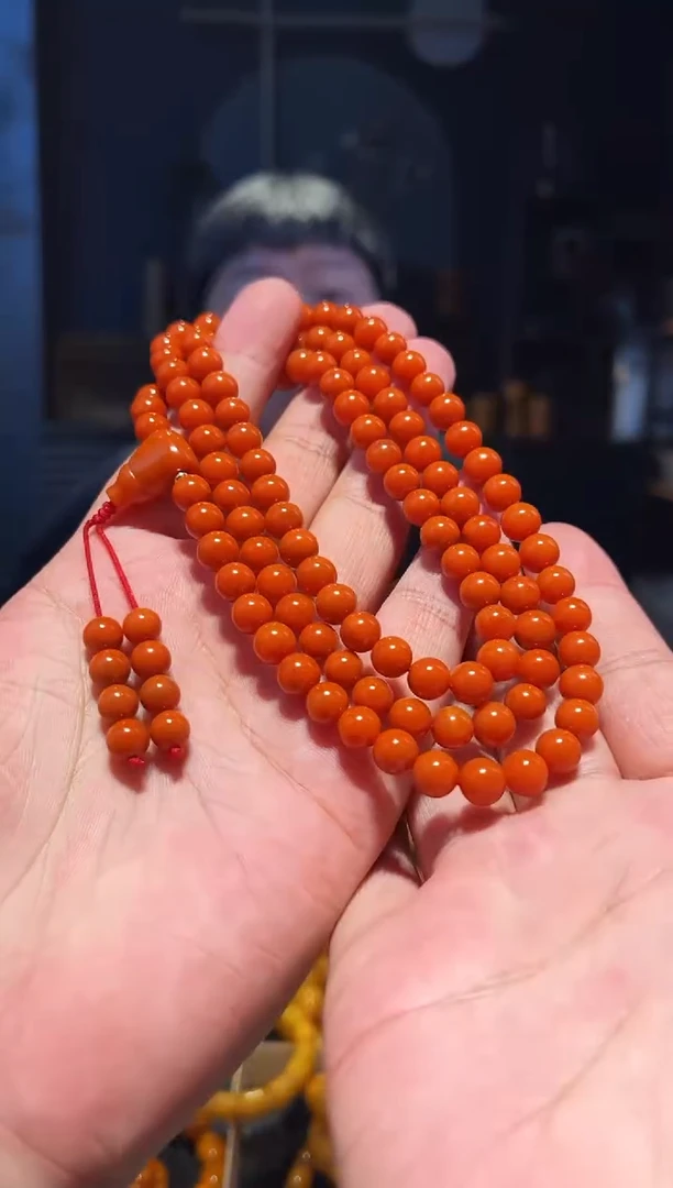 未镶嵌手链南红玛瑙7大+柿子黄108