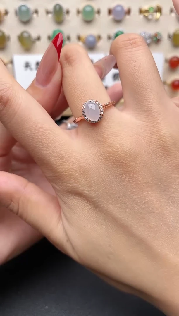 【闪购商品】翡翠戒指银S925镶嵌一物一证一礼盒