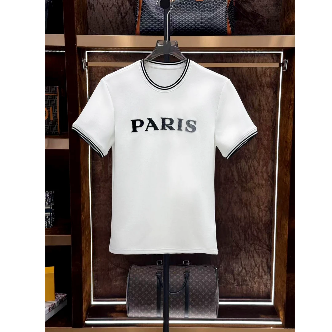 【顺丰包邮】2025春季新款半袖上衣正肩欧货短袖T恤修身版9177款