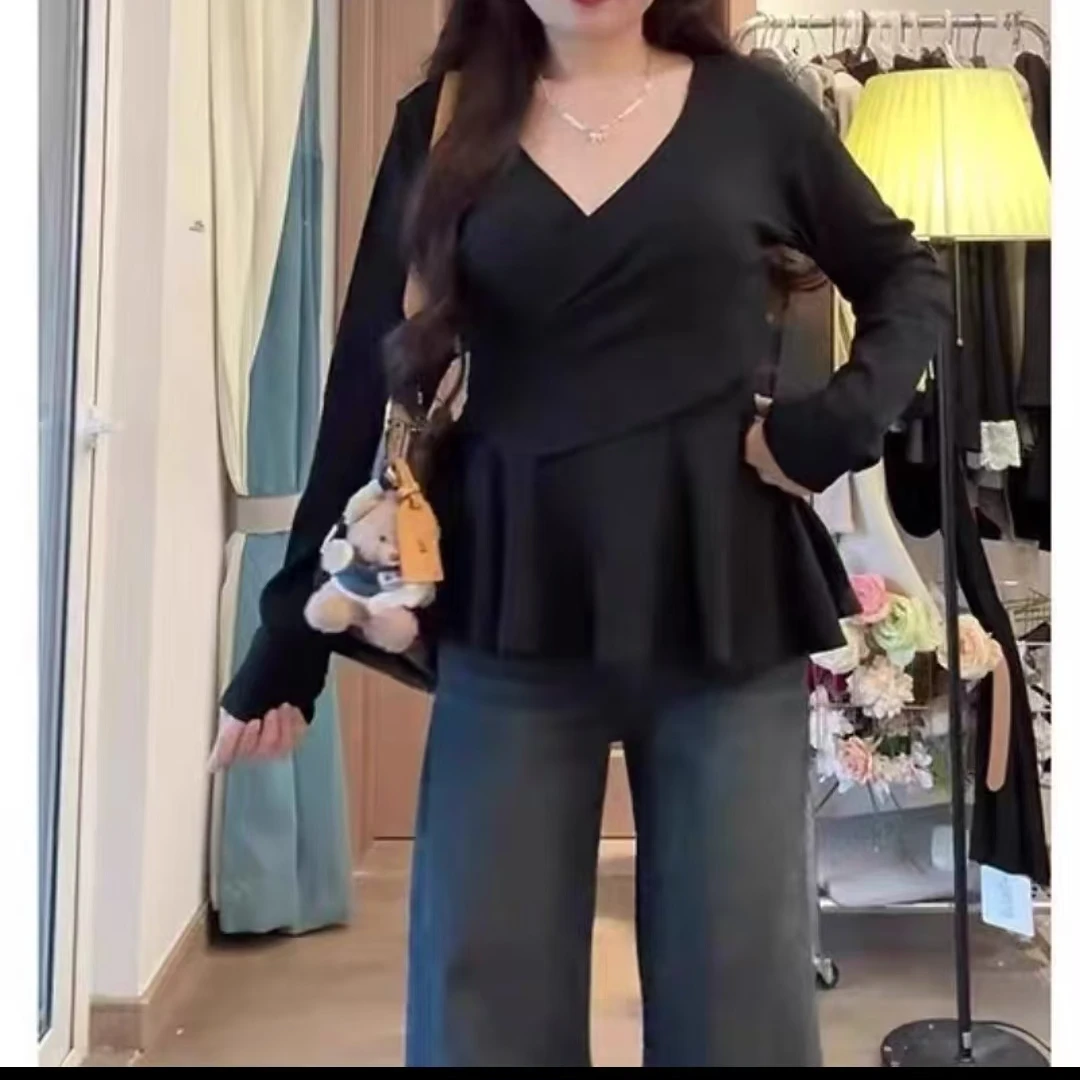 胖MM春季时尚百搭显瘦打底衫