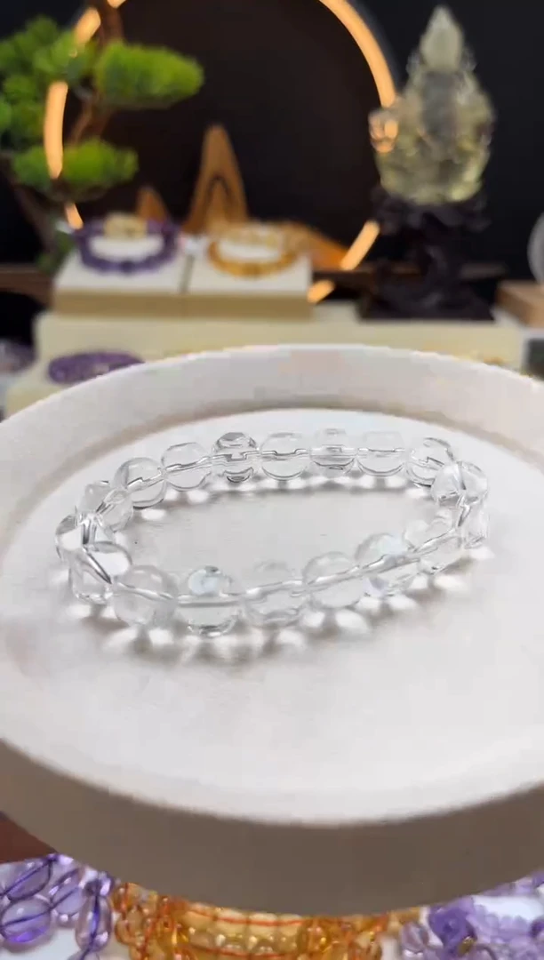 未镶嵌手链水晶天然白水晶方豆手串9mm