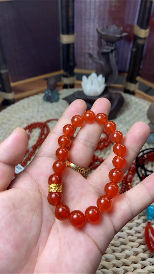 未镶嵌手串南红玛瑙牡**开保山南红河湾冰红手串