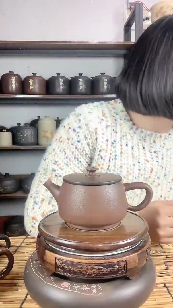 【闪购商品】罐建水紫陶手工彩填壶