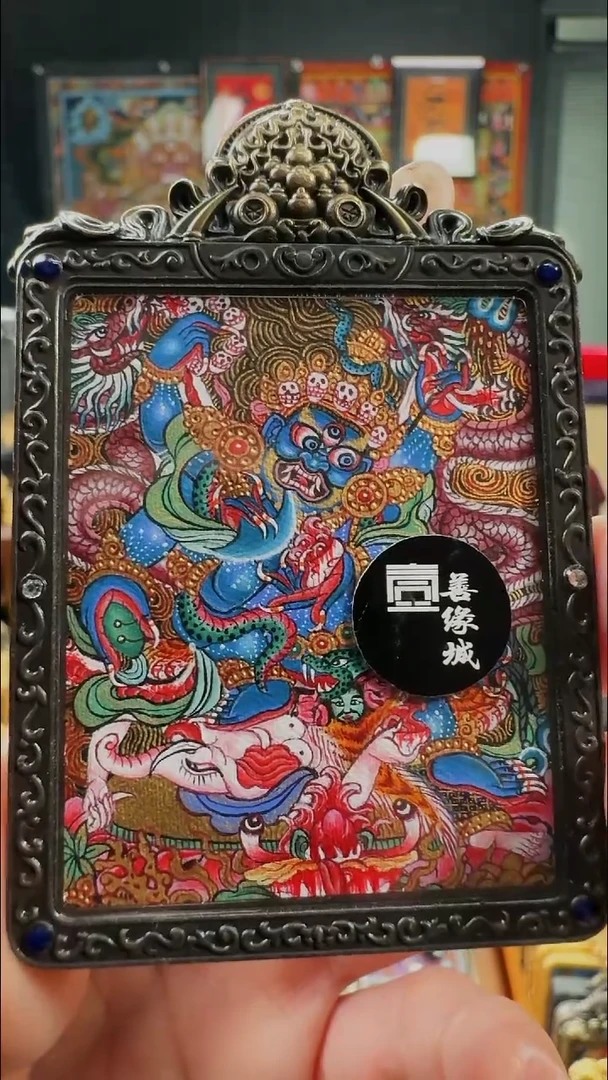 吊坠壹善缘城手绘唐卡大黑天