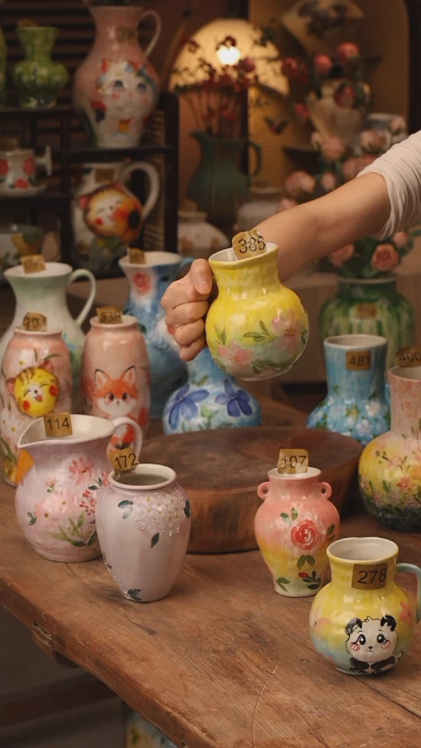 陶瓷景德镇设计师手作花器摆件侘寂风385