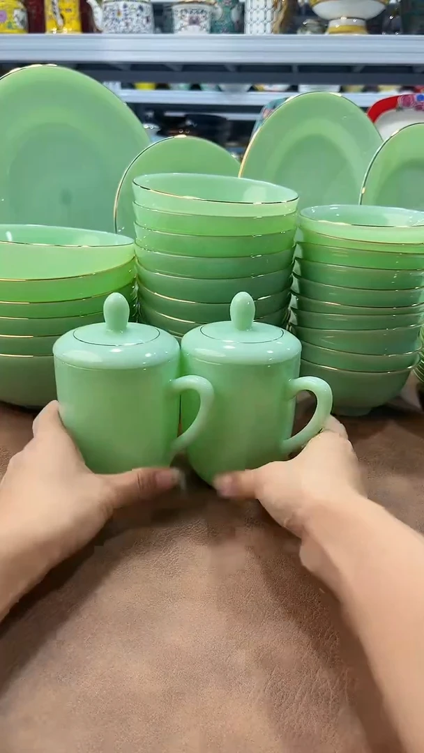 玉瓷350cc玉瓷茶杯水杯2只景德镇