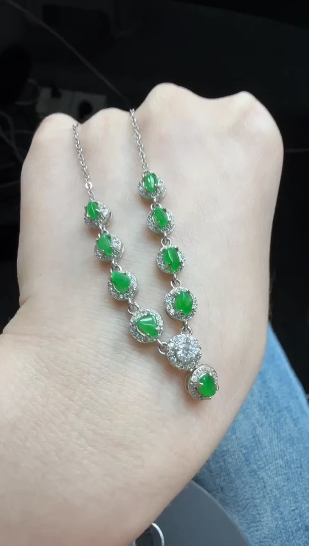 吊坠(不含链)银S925镶嵌翡翠翡翠饰品-290