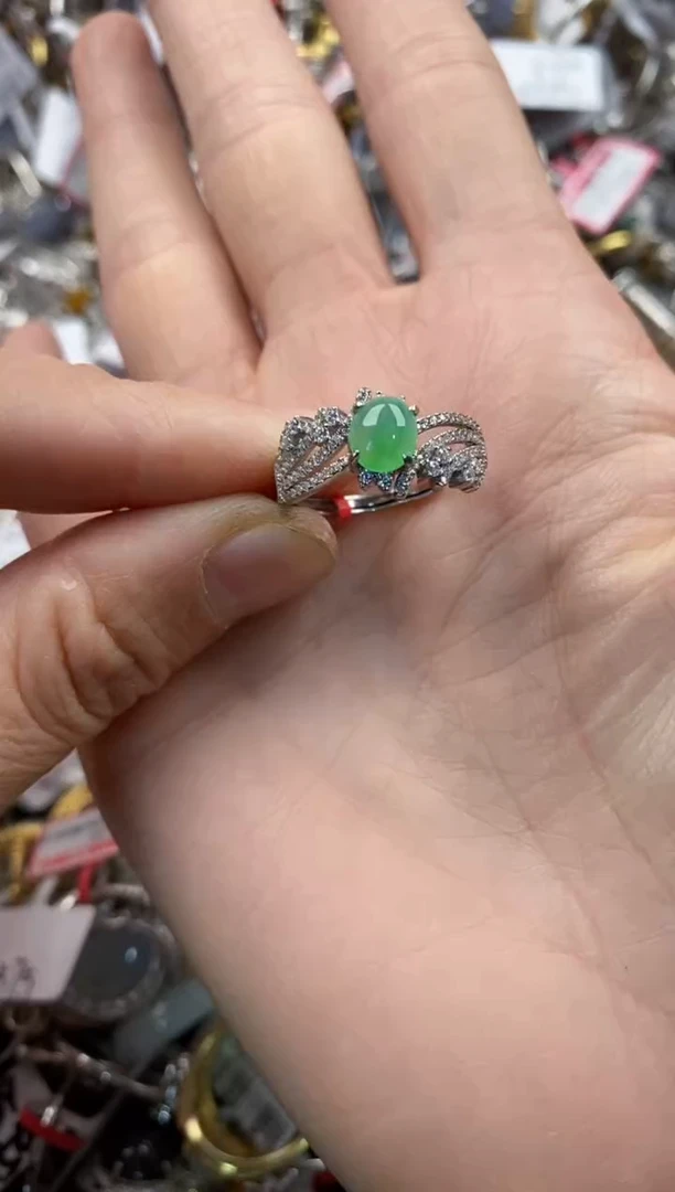 银S925镶嵌戒指翡翠444    9