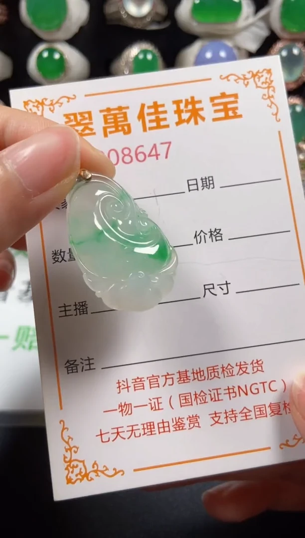 颈饰18K金镶嵌翡翠8647