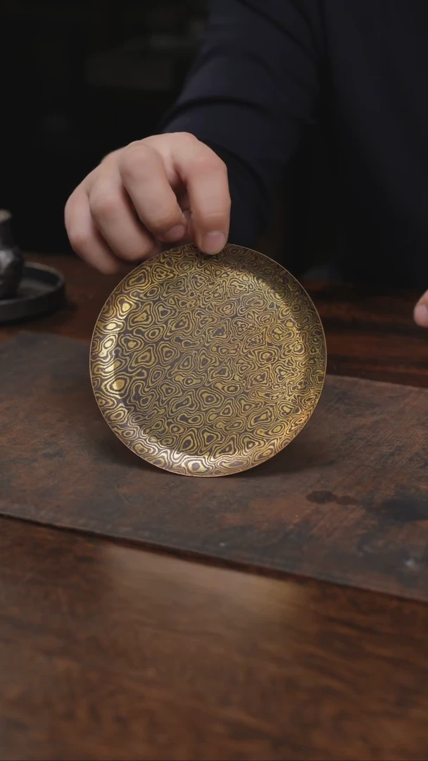 手工全手木纹金壶承