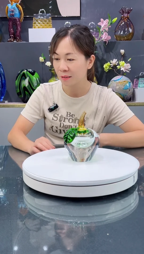 琉璃手工艺品水晶琉璃小苹果1个绿色