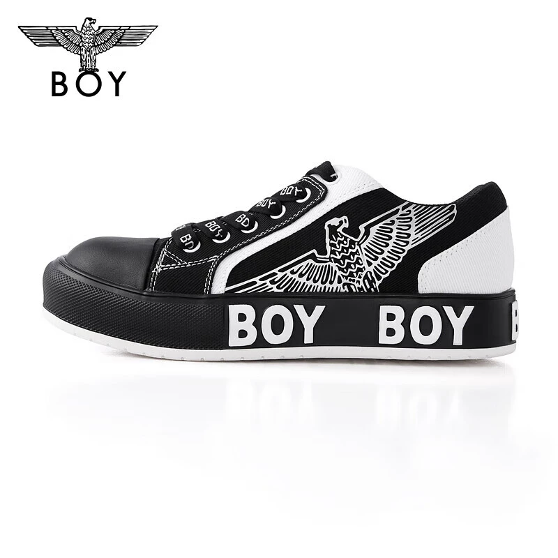 BOYLONDON23秋情侣款板鞋黑白撞色字母老鹰朋克时尚休闲鞋 N79010