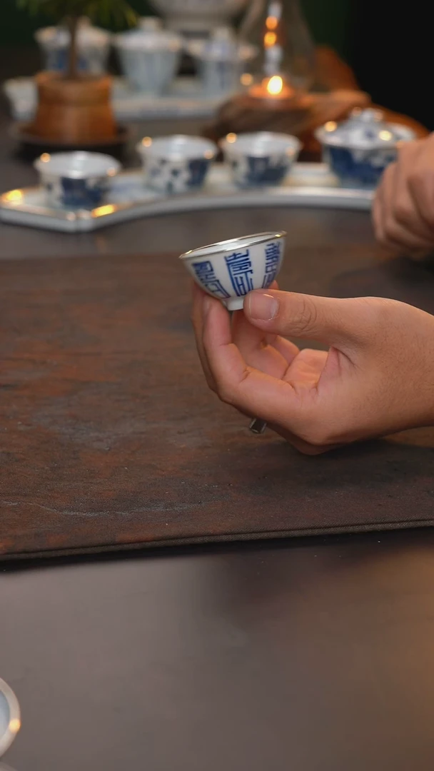 福禄寿喜鸡心杯单只包银口