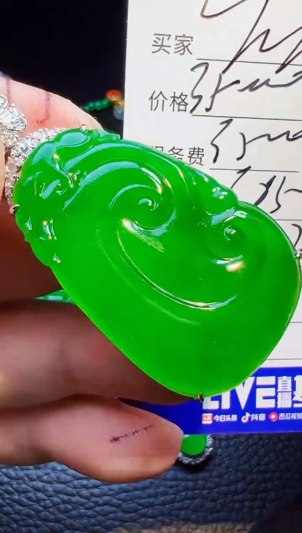 颈饰18K金镶嵌翡翠元***姐翡翠
