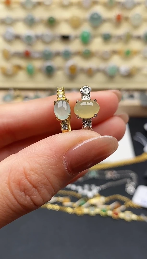 翡翠戒指银S925镶嵌44444444+5