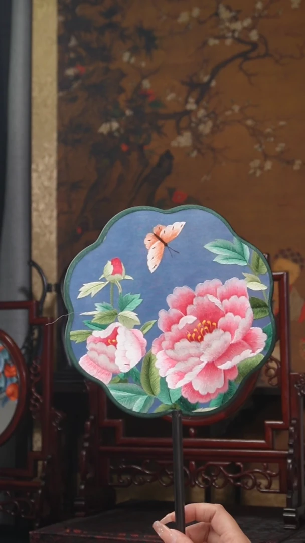 刺绣团扇 绣花双面非遗