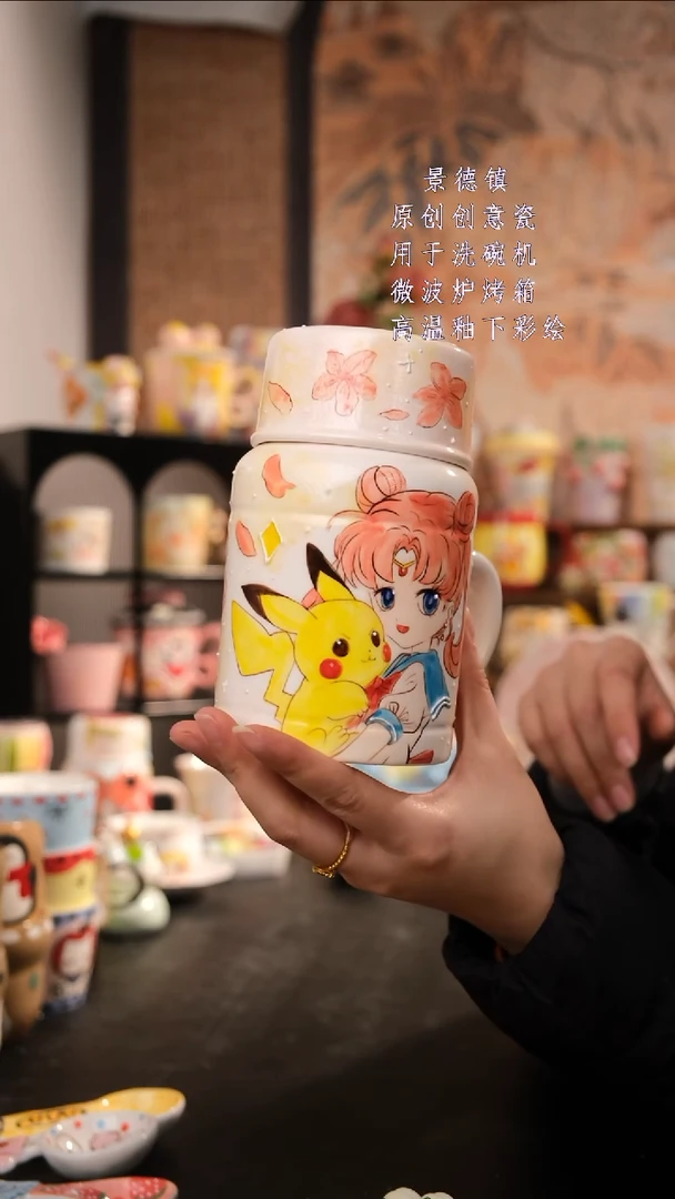 摆件陶 旺的可以陶瓷手工手绘设计师款