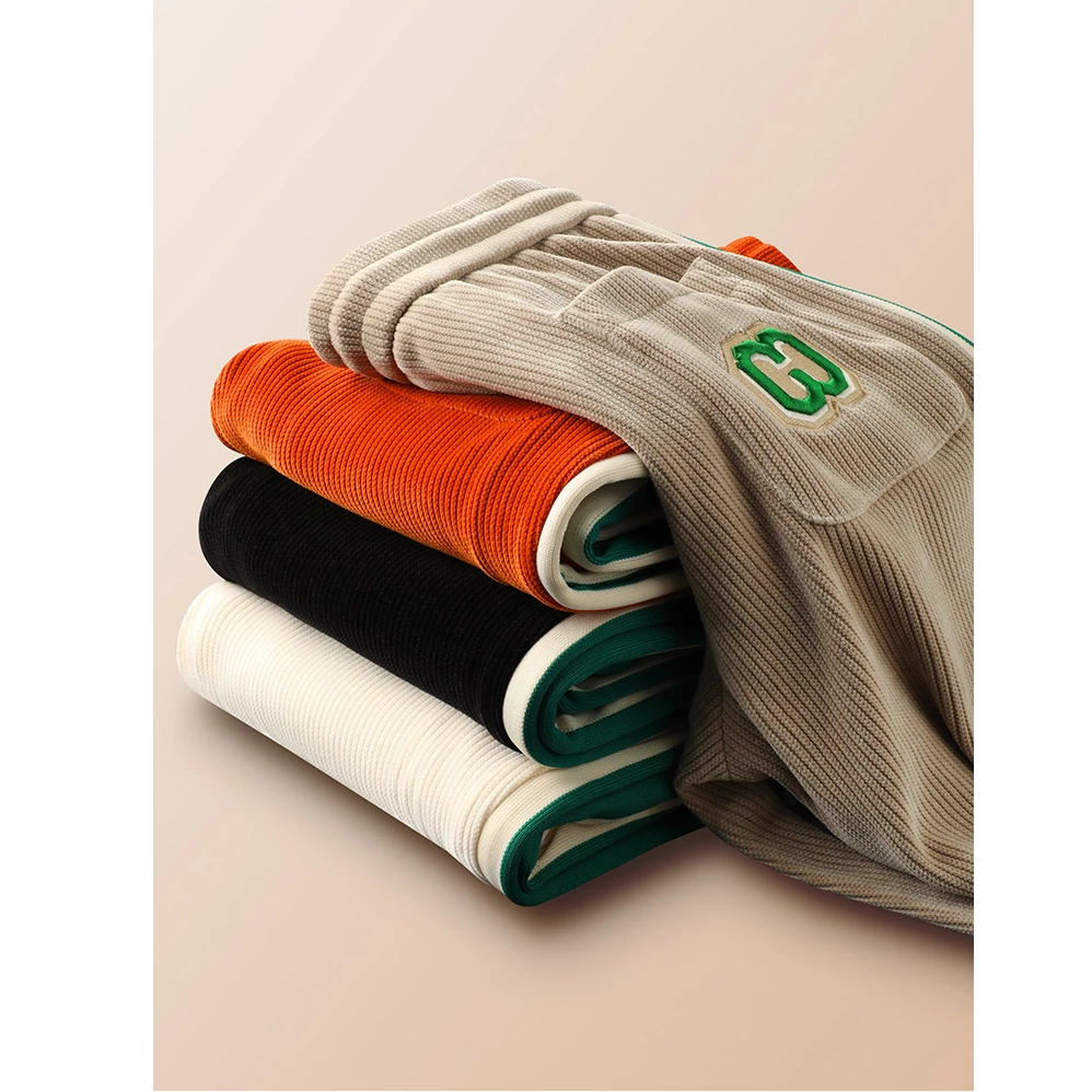 莫安摩萨利灯芯绒裤男束脚休闲运动条绒男士保暖秋冬长裤