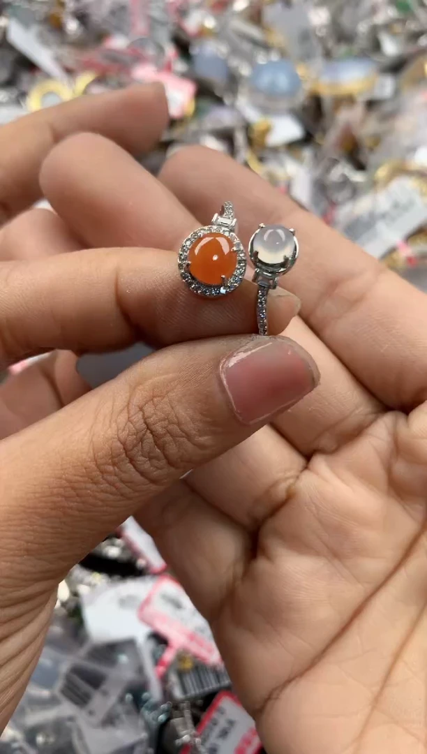 银S925镶嵌戒指翡翠151515----3