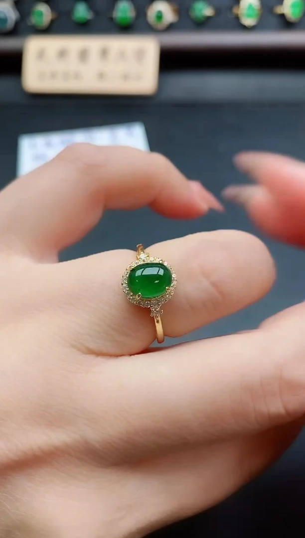 银S925镶嵌戒指翡翠1