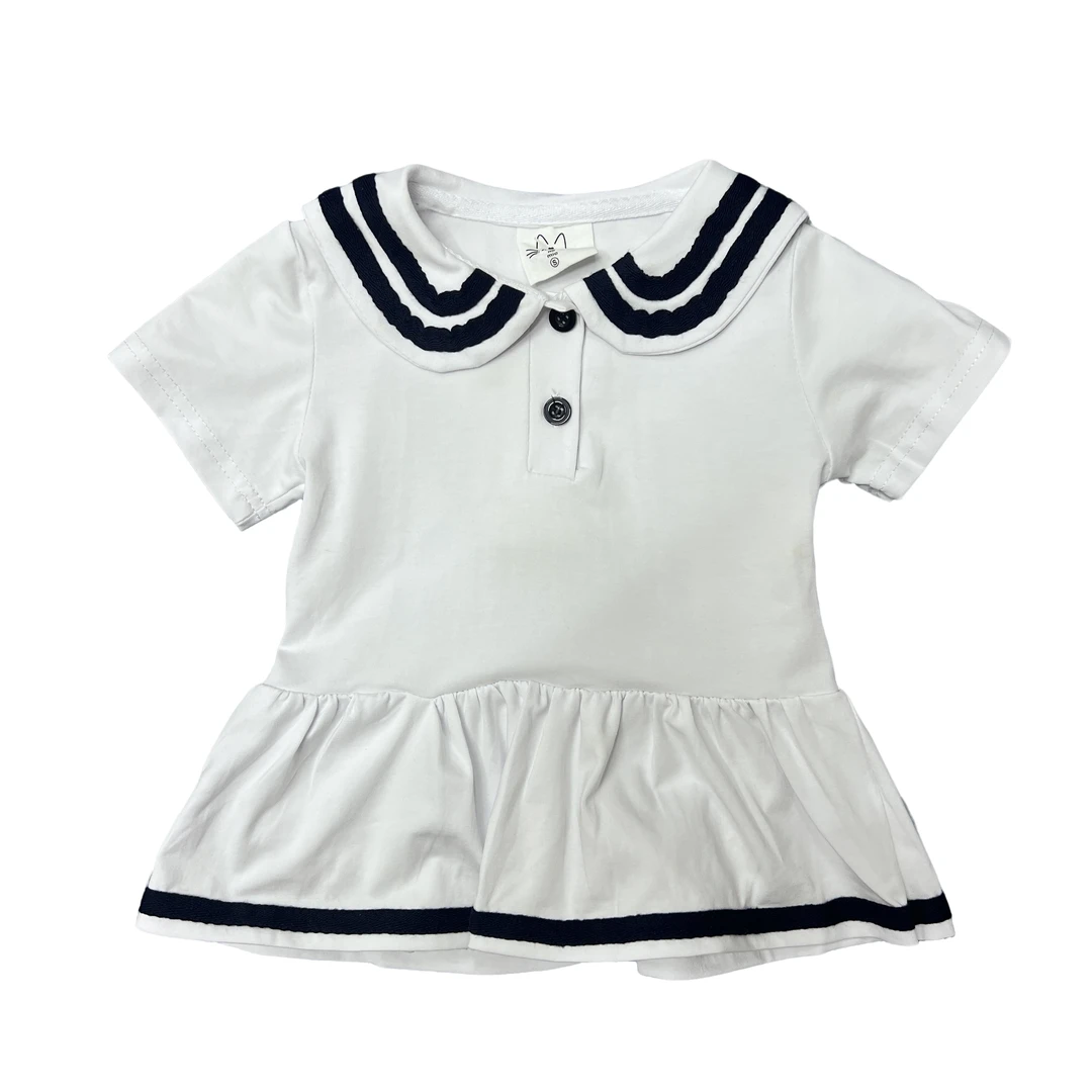 儿童夏季新款韩版爬服宝宝学院风洋气翻领连体衣纯棉时尚哈衣