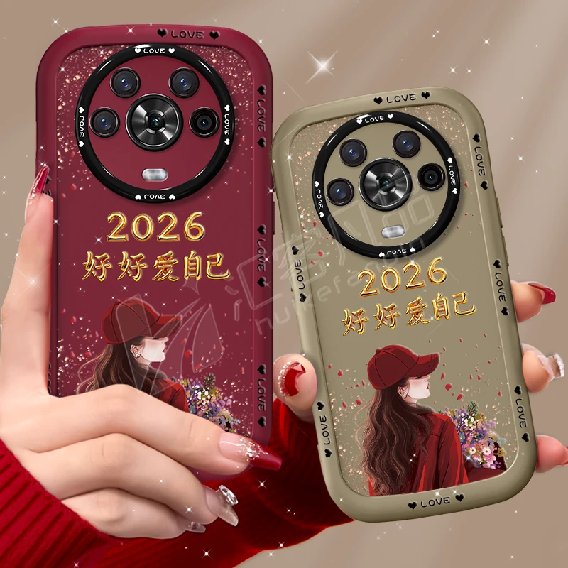 适用荣耀magic4/pro手机壳2026捧花爱自己泡芙壳硅胶软壳