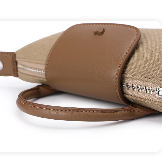 mini号手提斜挎饺子包帆布配皮简约百搭休闲时尚潮流手提斜挎包