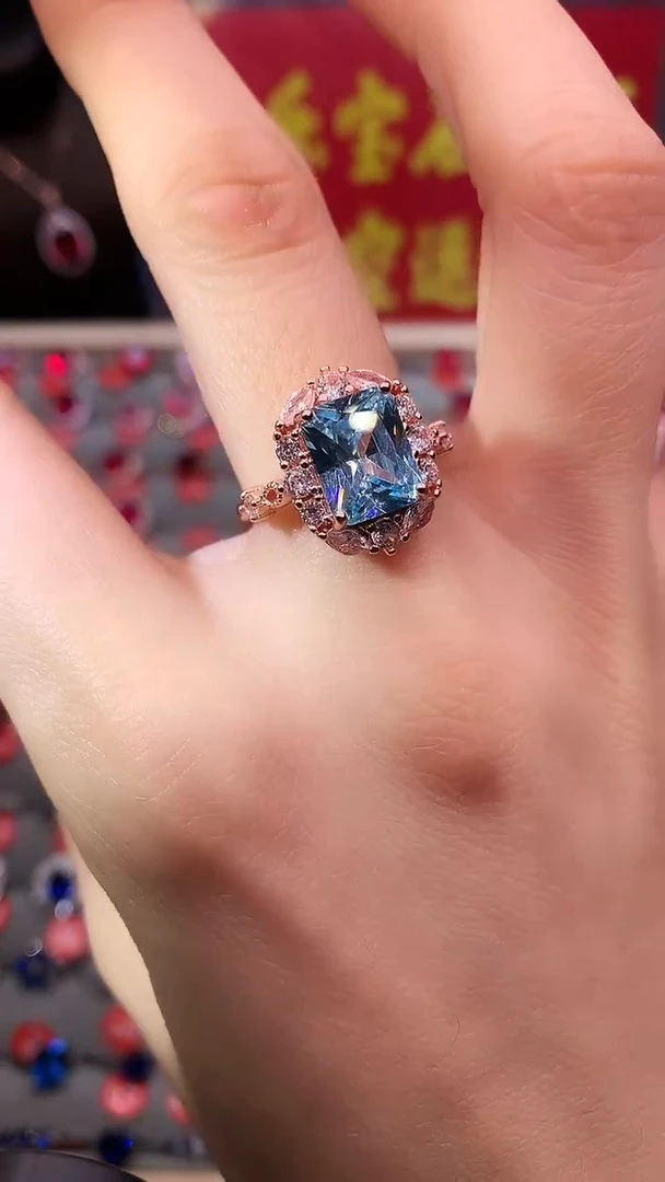 【闪购商品】海蓝宝石戒圈银S925镶嵌1111