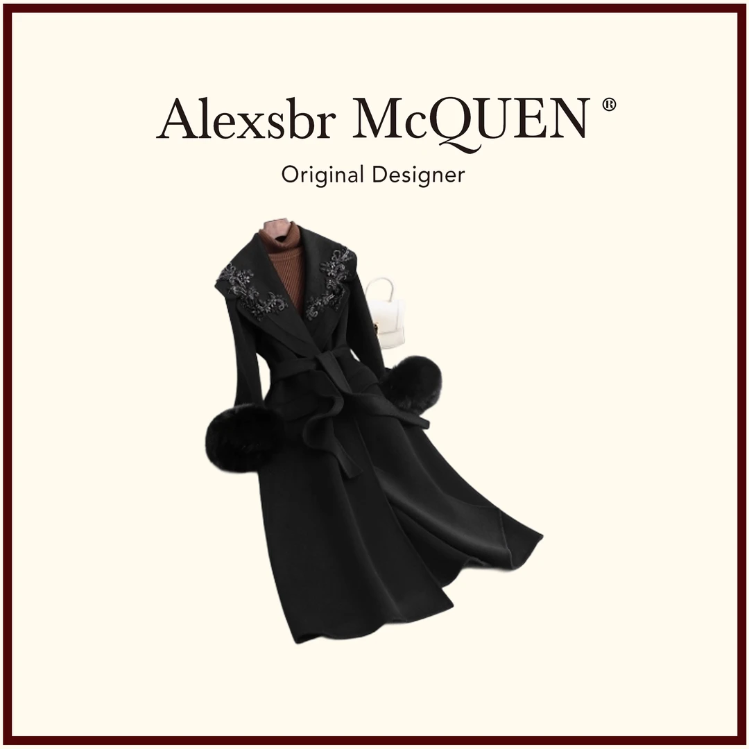 YDD•「862」大衣女高级感毛领重工水钻毛呢外套高级感中长款外套女