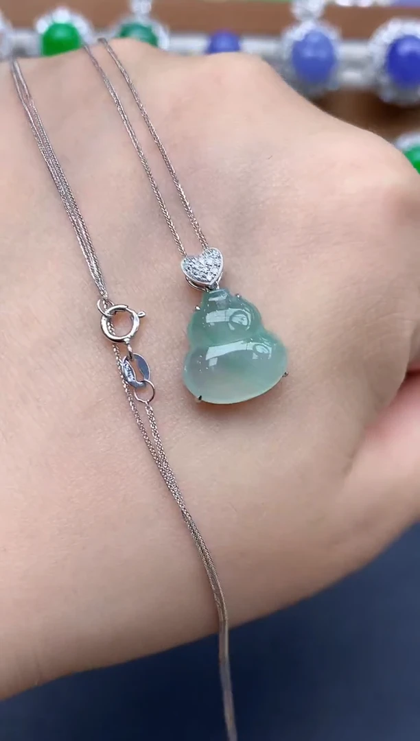 颈饰18K金镶嵌翡翠492-中国好珍宝