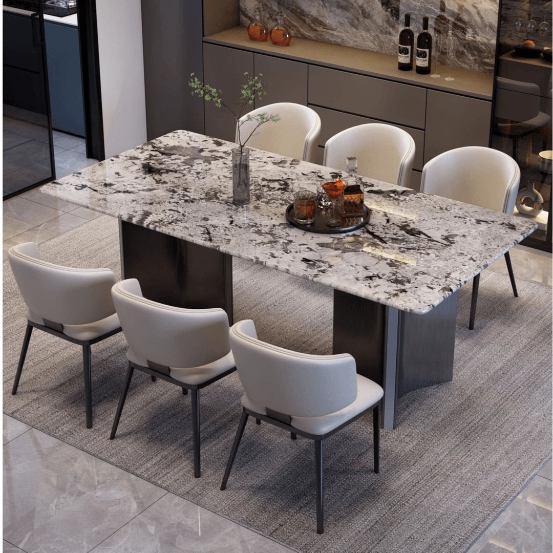 轻奢餐桌大理石奢石防水意式雪山飞狐长方形客餐厅隔热极简家用