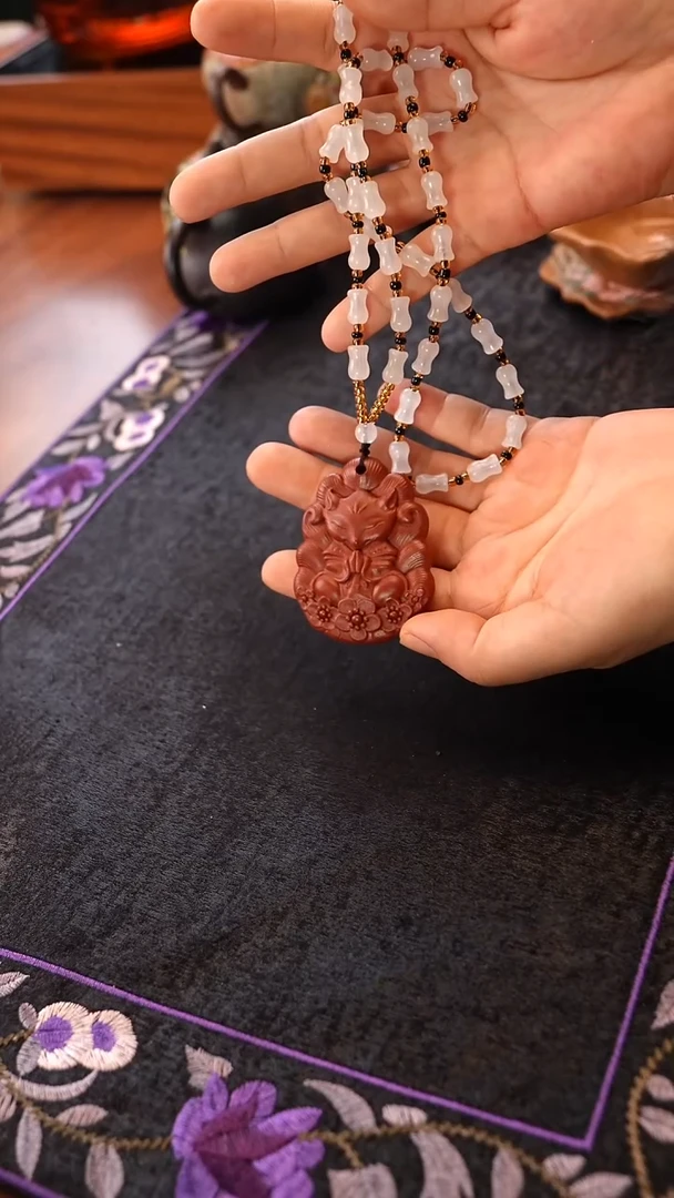 茶壶紫砂朱泥九尾狐挂件