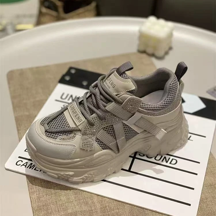 厚底860老爹鞋女2025春季新款百搭轻便运动休闲鞋增高系带运动鞋