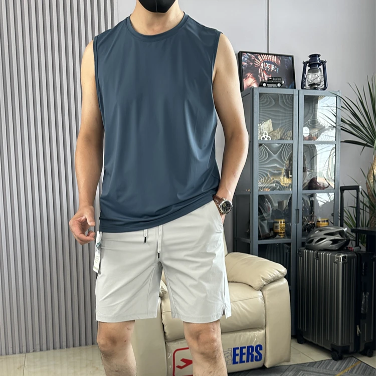 夏季轻薄运动背心健身训练短袖锦纶冰丝速干无袖拍一发二件大码