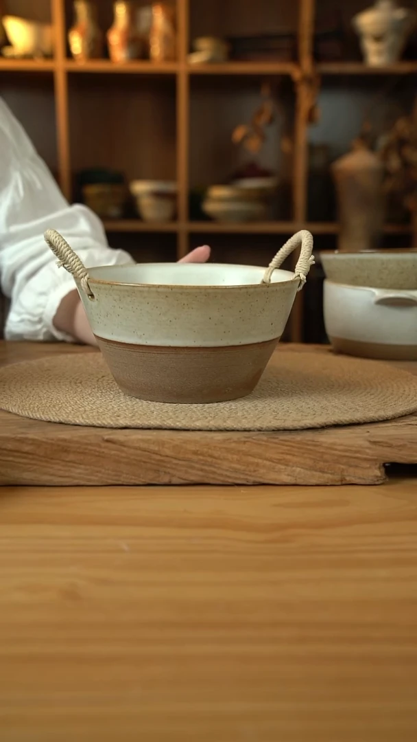 奶奶系列的7.5英寸拼色麻绳桶1个