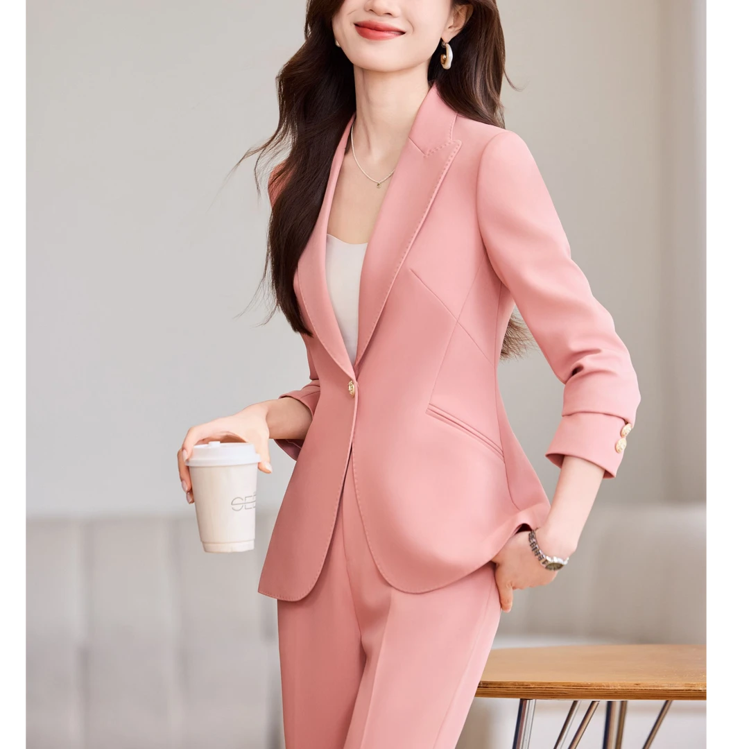 职业新款显瘦气质西装套装收腰时尚高端粉色高级感西装套装女装