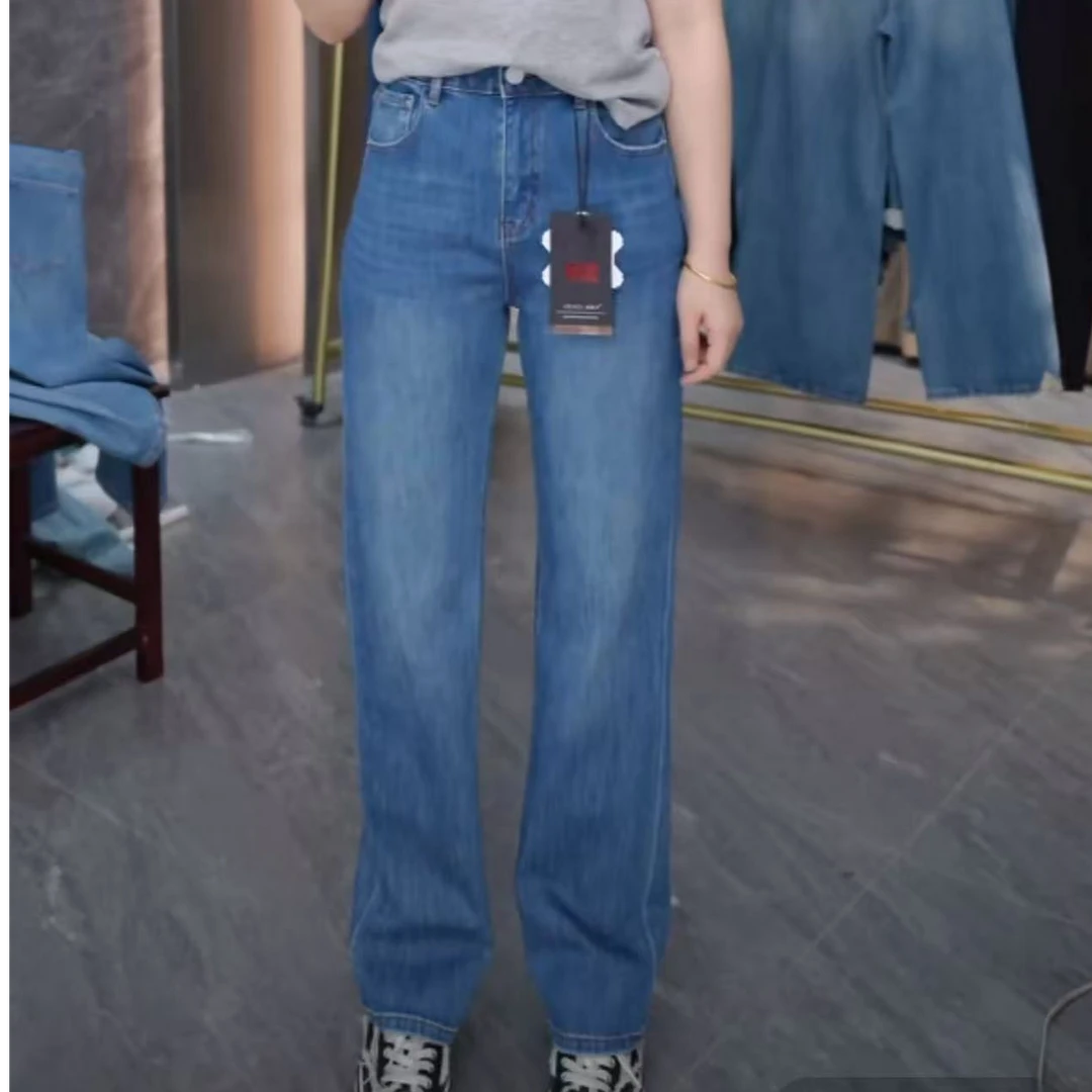 68110菲西子八面弹牛仔裤女夏季高腰百搭九分窄版直筒瘦瘦裤