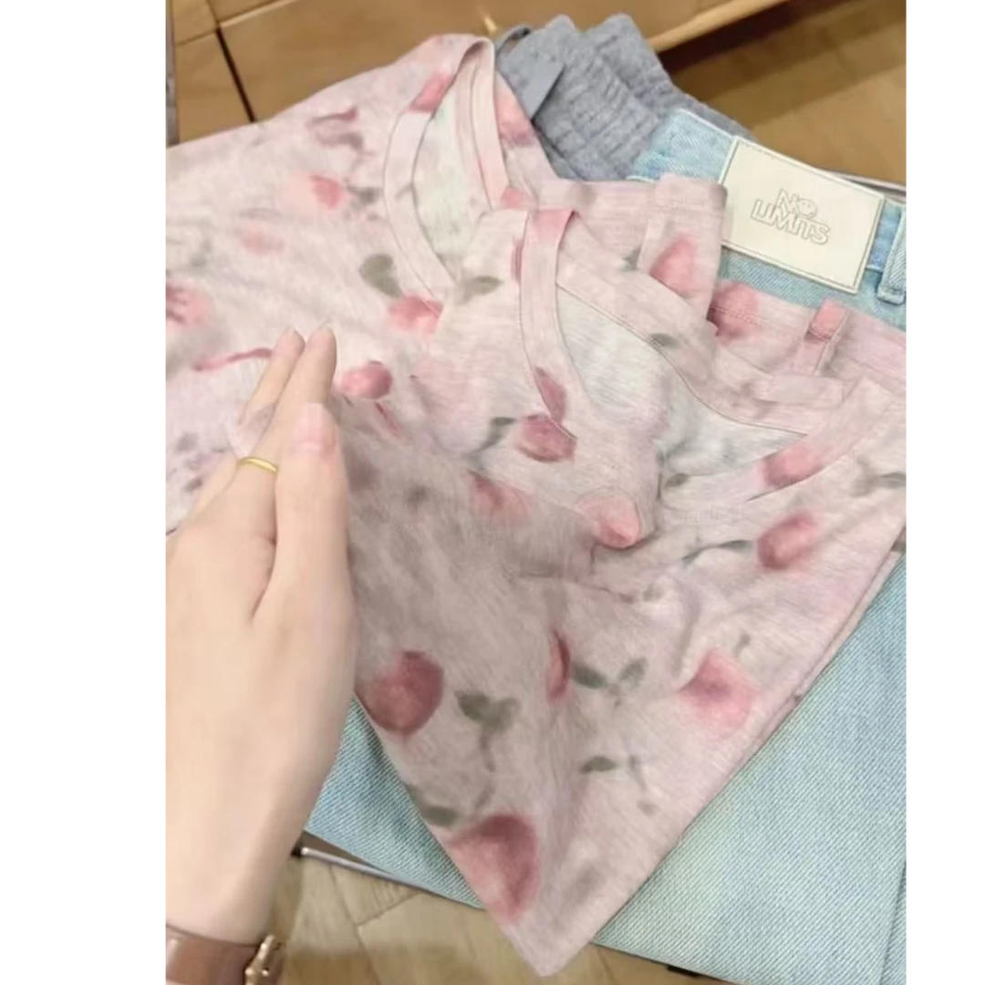 干枯玫瑰！莱赛尔长袖晕染轻薄款上衣女1046-1
