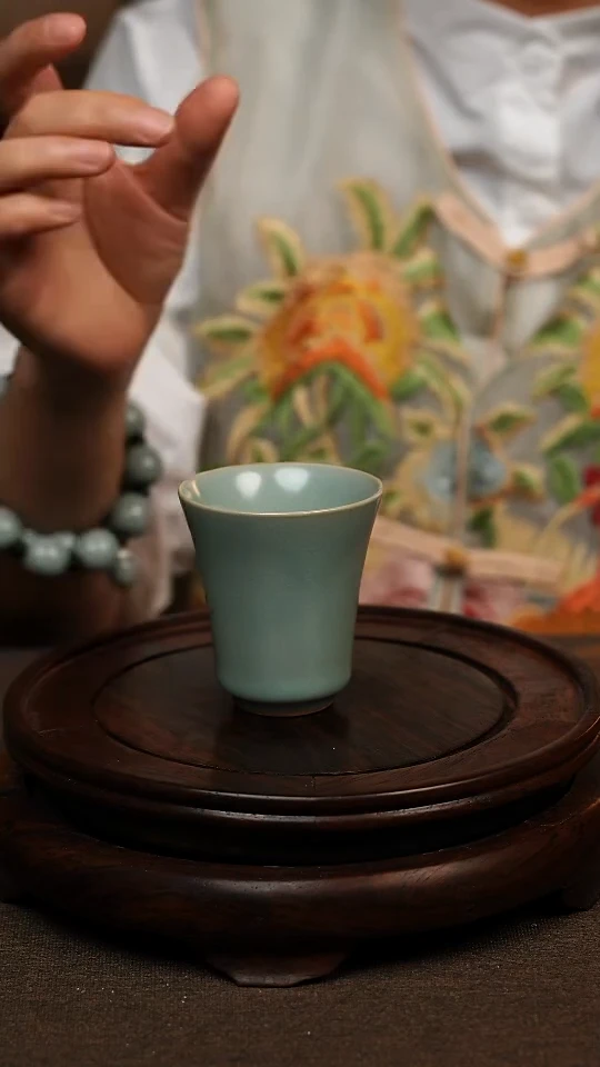 瓷片仿古天青闻香杯80ml 微瑕 不带礼盒
