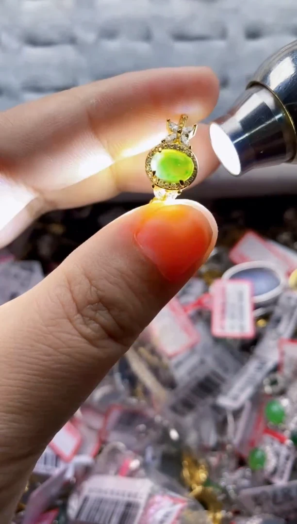 翡翠戒指银S925镶嵌9999---9