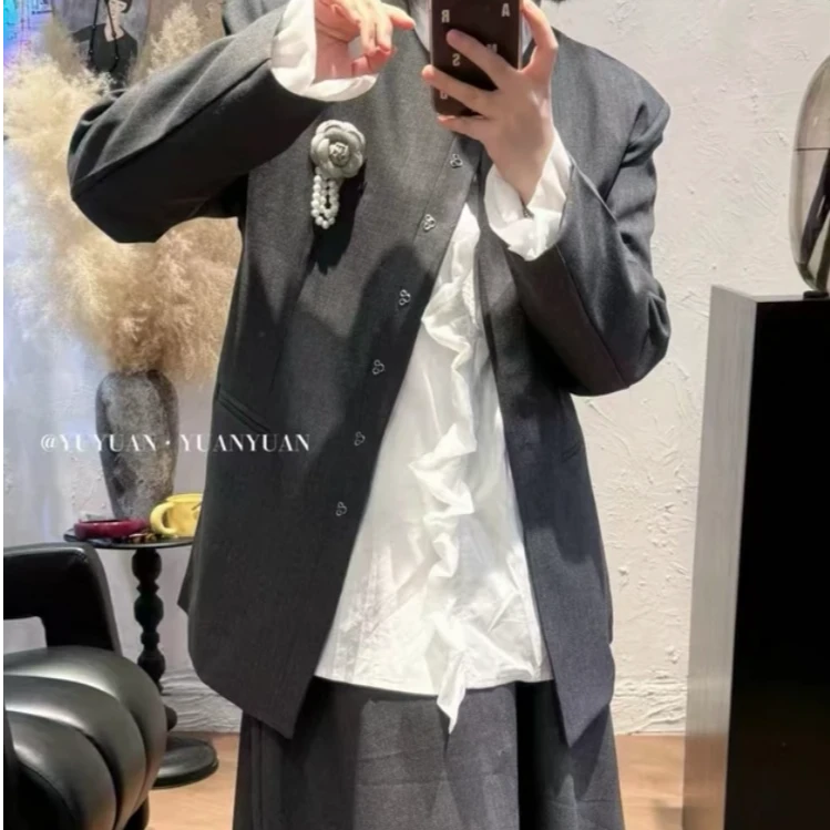 小美狗法式气质宫廷风长袖衬衫荷叶边