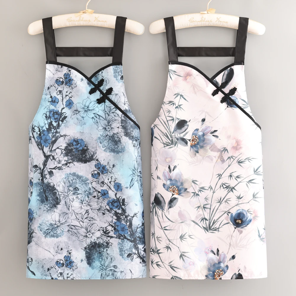 防泼水无袖简约中式围裙耐脏耐磨工作服餐饮服务员专用罩衣男女款