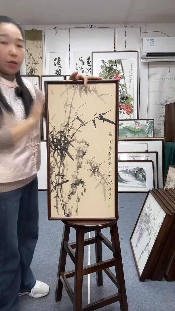 国画尺寸35*68实木画框京东包邮手绘