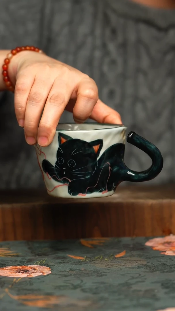 杯釉下彩手工手绘同款陶器