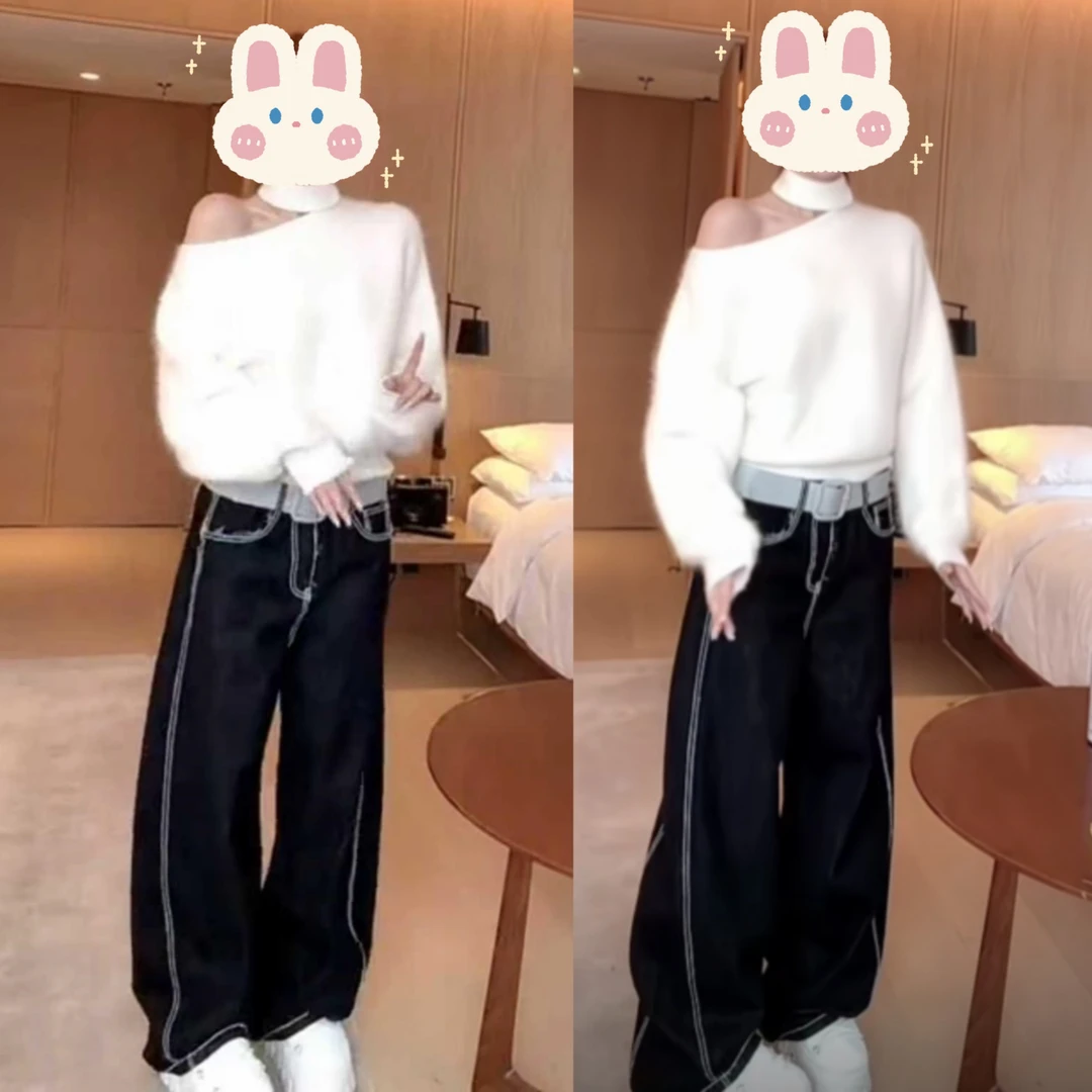 气质舒适新款秋冬毛针织衫+纹理感阔腿裤BB50514