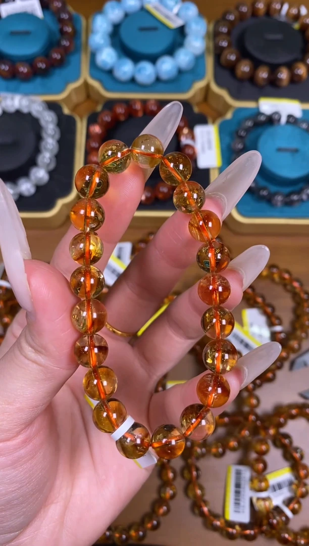 未镶嵌手串水晶单圈9mm黄水晶手串（多样性发货）